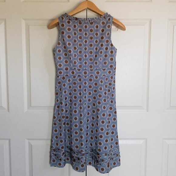Tory Burch Summer Dress Hexagon Geometric Print Cotton Sleeveless Size 8 NWOT - Picture 3 of 11